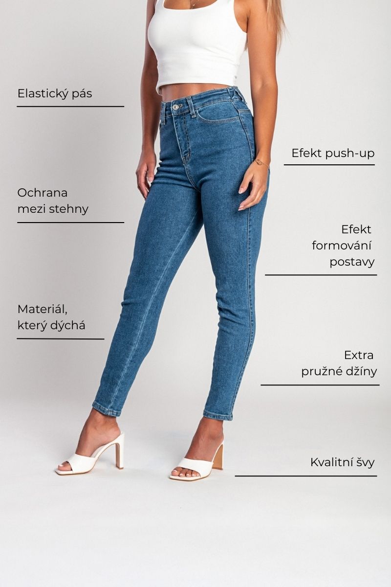 10K Super pružné skinny džíny s vysokým pasem