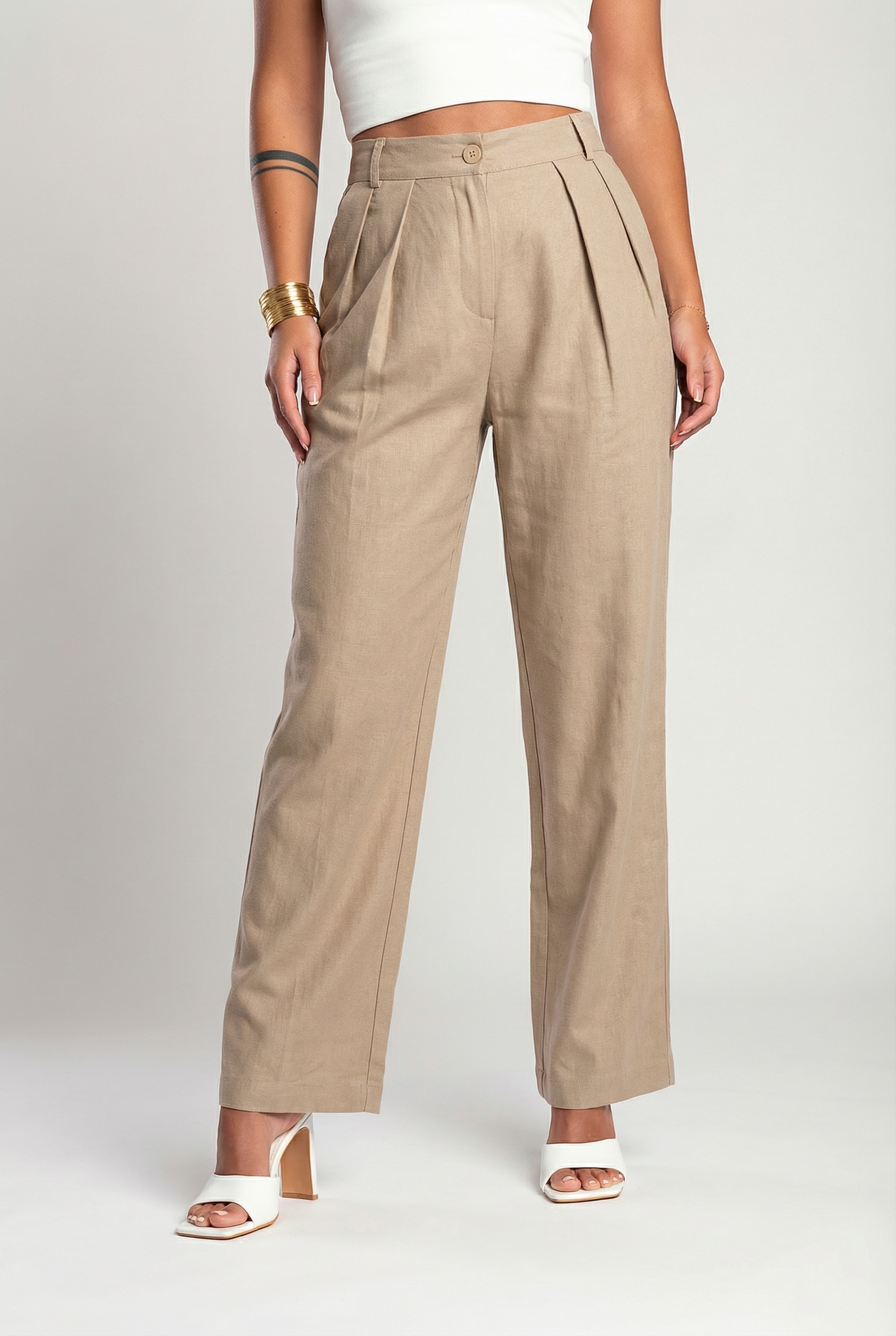50K High waist Full length Linen pants