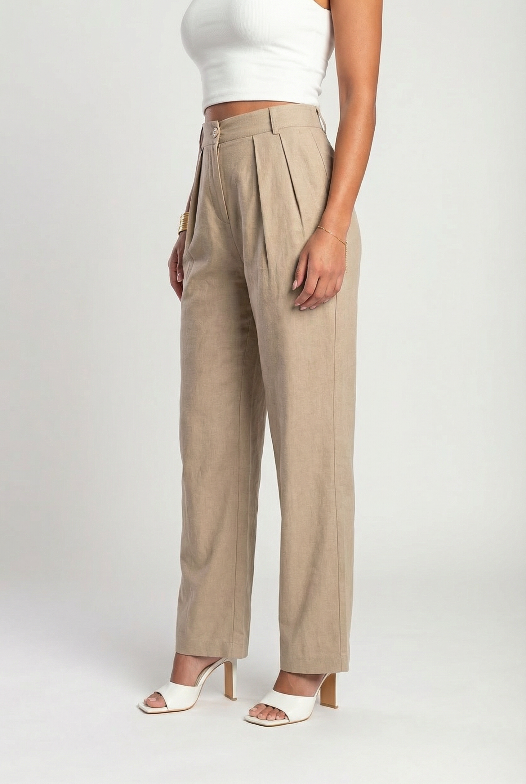 50K High waist Full length Linen pants