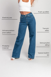 30K Super pružné vysoké pasové široké džíny