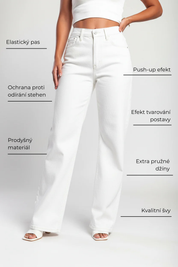 30K Super pružné vysoké pasové široké džíny