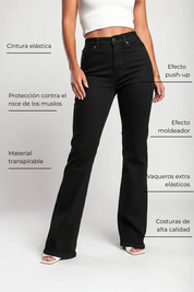 20K Jeans Acampanados de Cintura Alta Super Elásticos Largo Completo