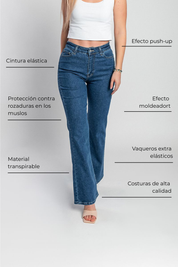 20K Jeans Acampanados de Cintura Alta Super Elásticos Largo Completo