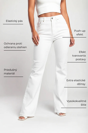 20K Super strečové džínsy s vysokým pásom, flare strih, plná dĺžka