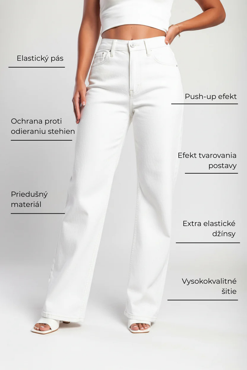 30K Super strečové džínsy s vysokým pásom, wide leg strih
